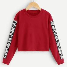 Shein Girls Letter Print Tape Pullover