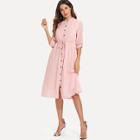 Shein Drawstring Roll Up Sleeve Shirt Dress