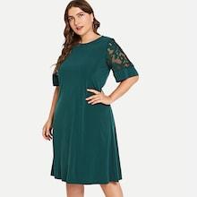 Shein Plus Mesh Panel Sleeve Dress