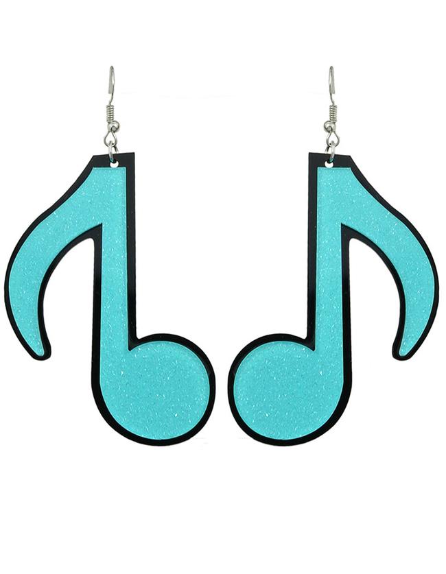 Shein Blue Acrylic Music Drop Earrings