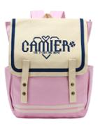 Shein Pink Letter Print Canvas Flap Backpack