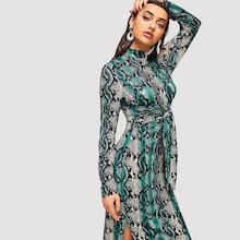 Shein Mock-neck Snake Skin Print Dress