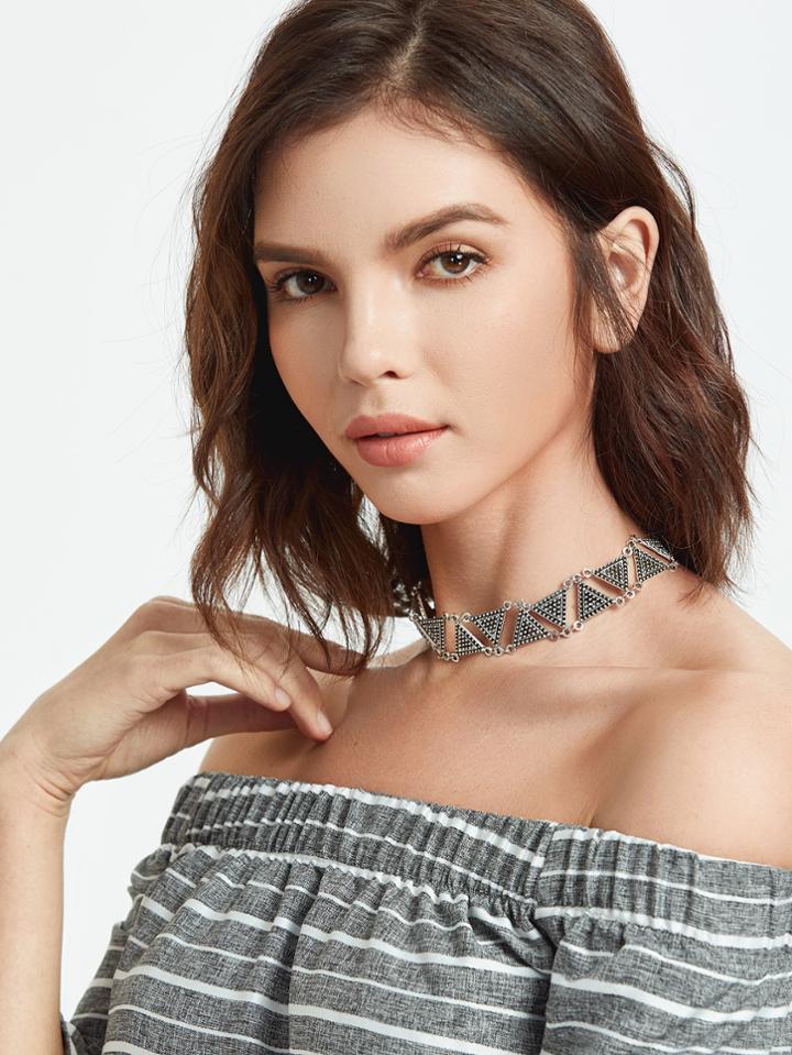 Shein Silver Triangle Vintage Statement Choker