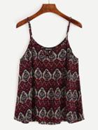 Shein Keyhole Vintage Pattern Print Cami Top - Multicolor