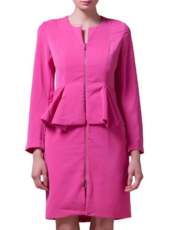 Shein Hot Pink Peplum Zipper Sheath Dress