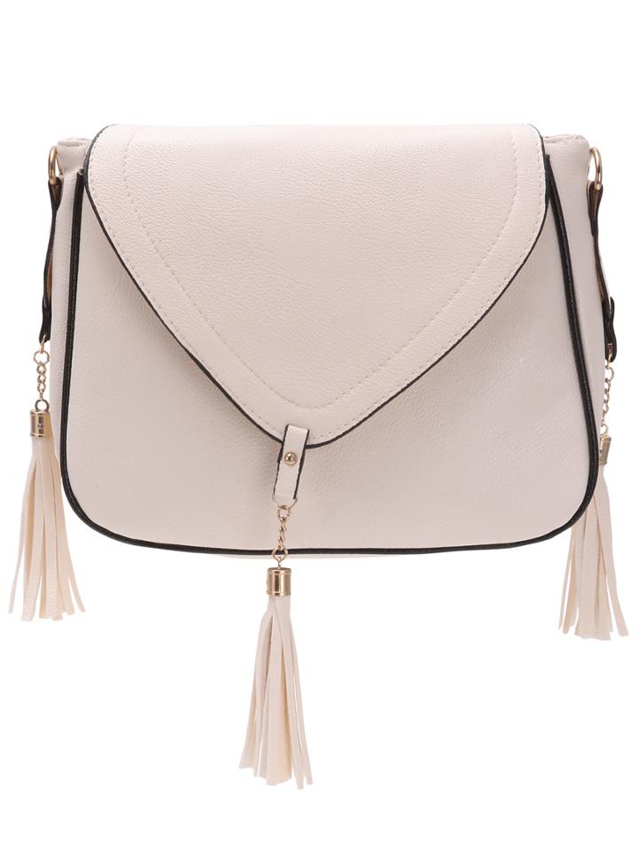 Shein Faux Leather Tassel Trimmed Flap Bag