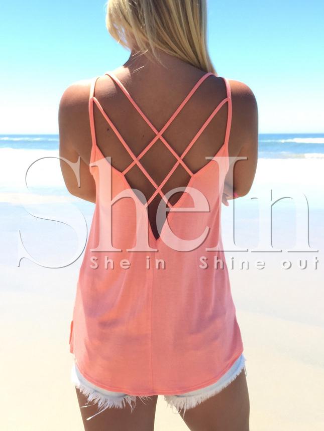 Shein Pink Spaghetti Strap Cami Tank Top