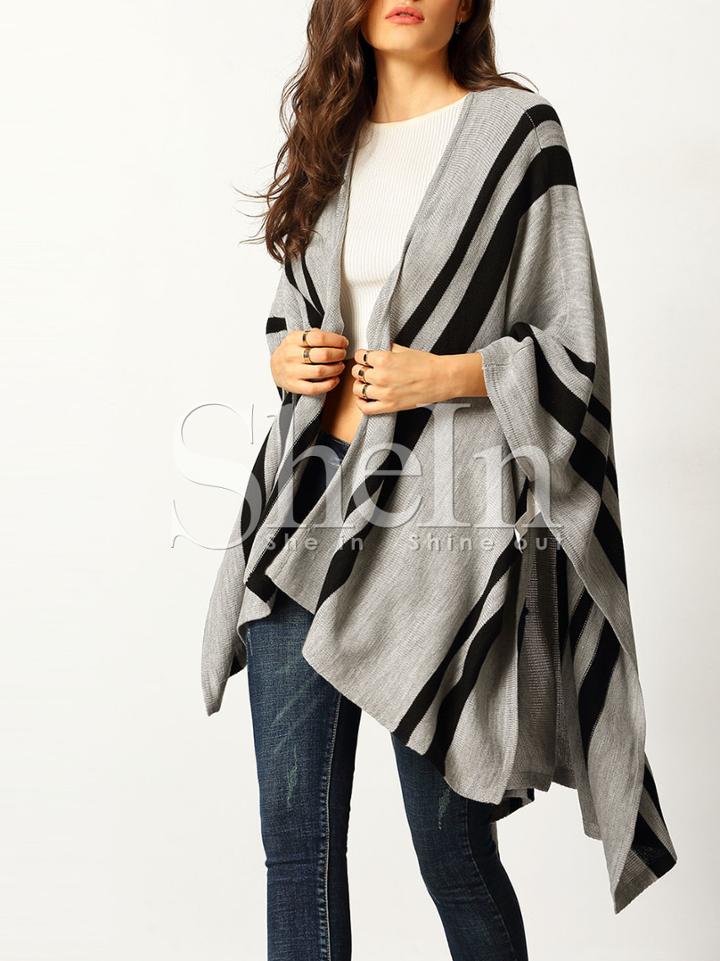 Shein Grey Color Block Loose Cardigan