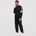 Shein Men Striped Raglan Sleeve Zip Up Jacket & Pants Set