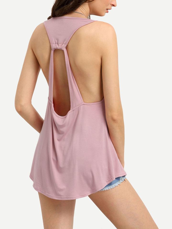 Shein Nude Cut-out Back Sleeveless Tank Top
