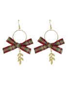 Shein Red Cloth Drop Earrings With Leaf Charms For Women