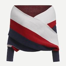 Shein Off The Shoulder Striped Wrap Sweater