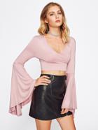 Shein Exaggerate Bell Sleeve Crop Tee