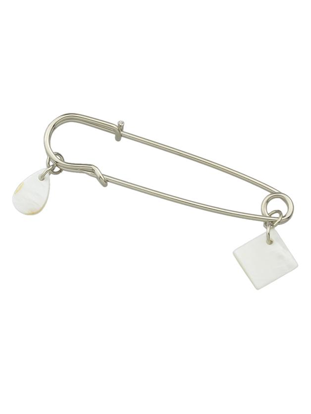 Shein Simple Silver Color Square Pearl Brooches Pins