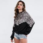 Shein Leopard Panel Drop Shoulder Sweatshirt