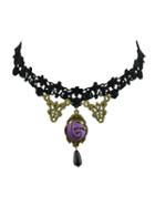 Shein Purple Color Rose Flower Lace Sexy Necklace