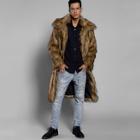 Shein Men Faux Fur Open Front Longline Coat