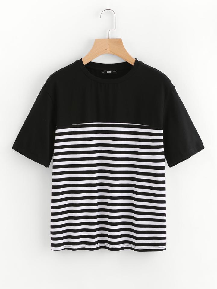 Shein Cut And Sew Striped Tee