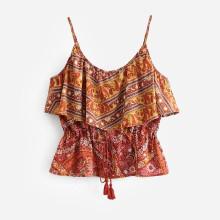 Shein Paisley Print Ruffle Layered Cami Top