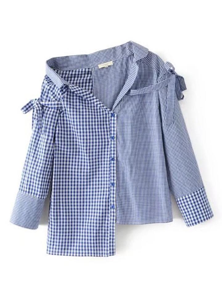 Shein 2 In 1 Asymmetrical Gingham Blouse