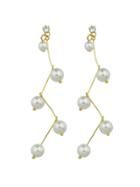 Shein White Color Latest Fashion Imitation Pearl Long Earrings