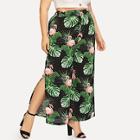 Shein Plus Flamingo Print Split Hem Wide Leg Pants