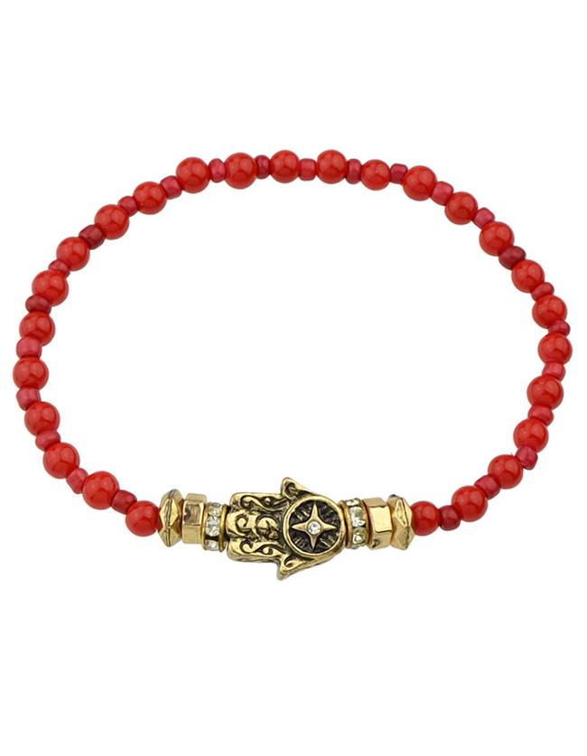 Shein Red Elastic Latest Beads Bracelet