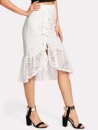 Shein Ruffle Hem Asymmetric Lace Skirt