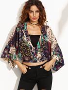 Shein Deep V Neck Dolman Sleeve Chiffon Top With Bandeau