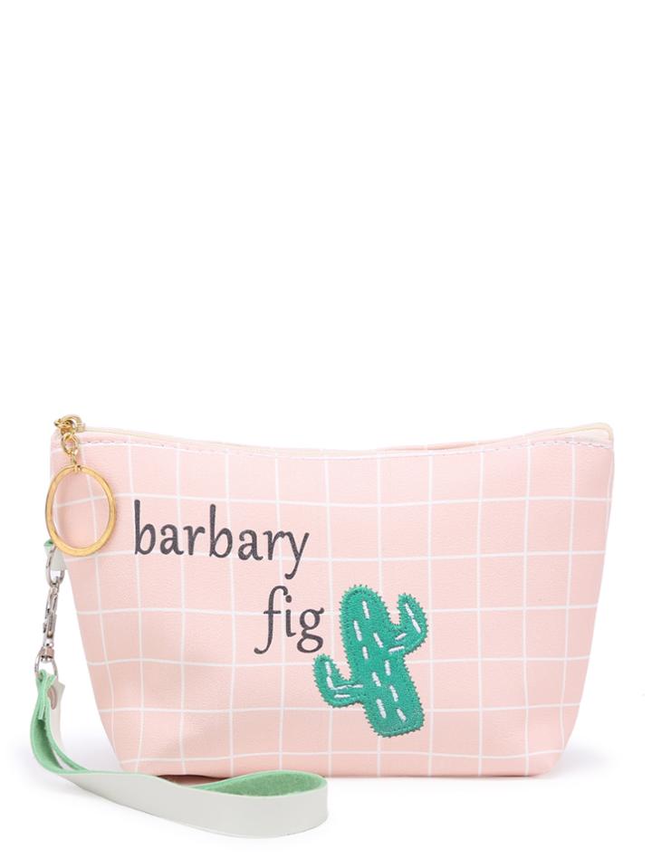 Shein Cactus Pattern Grid Accessory Case With Wristlet