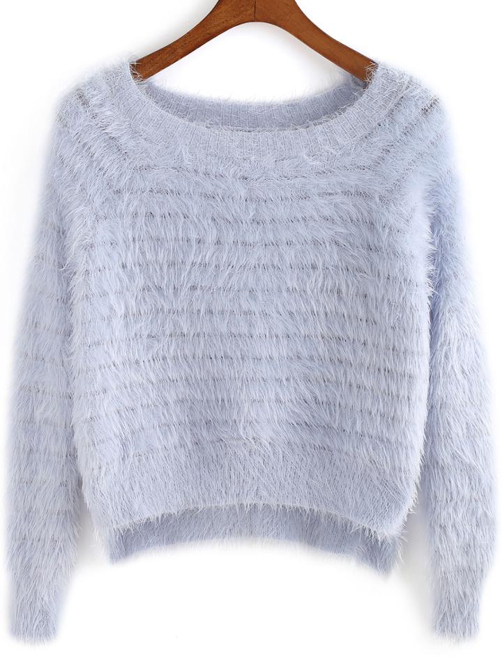 Shein Light Purple Round Neck Dip Hem Sweater