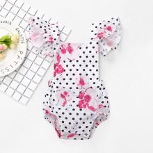 Shein Girls Baby Knot Back Spot Ruffle Romper