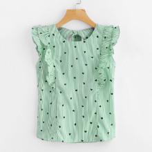 Shein Plus Heart Print Striped Blouse