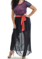 Rosewe Short Sleeve Round Neck Black Maxi Dress