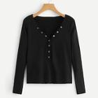 Shein V-neck Snap-button Detail Top