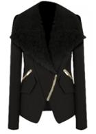 Rosewe Enchanting Solid Black Zipper Closure Long Sleeve Coat