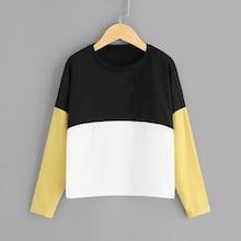 Shein Girls Color-block Round Neck Tee