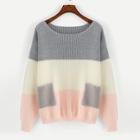 Shein Fleece Pocket Front Color Block Sweater