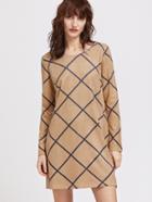 Shein Suede Plaid Long Sleeve Shift Dress
