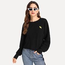 Shein Lightning Embroidery Drop Shoulder Sweatshirt