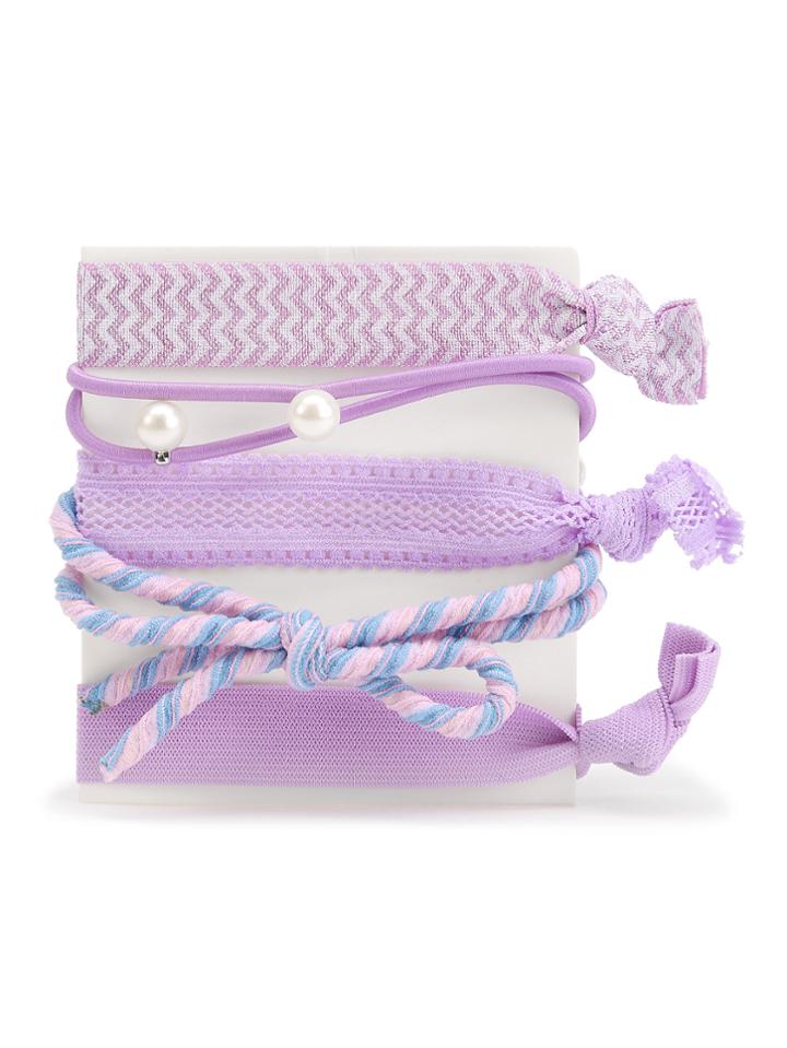 Shein Chevron Pattern Faux Pearl Hair Tie Set