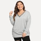 Shein Plus Drop Shoulder V Neck Sweatshirt