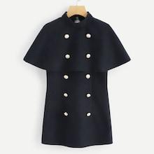Shein Double Button Embellished Cape Coat