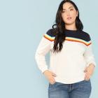 Shein Plus Stripe Print Color Block Sweatshirt