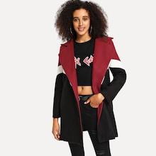 Shein Color-block Waterfall Coat