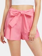 Shein Bow Belt Front Pleated Shorts