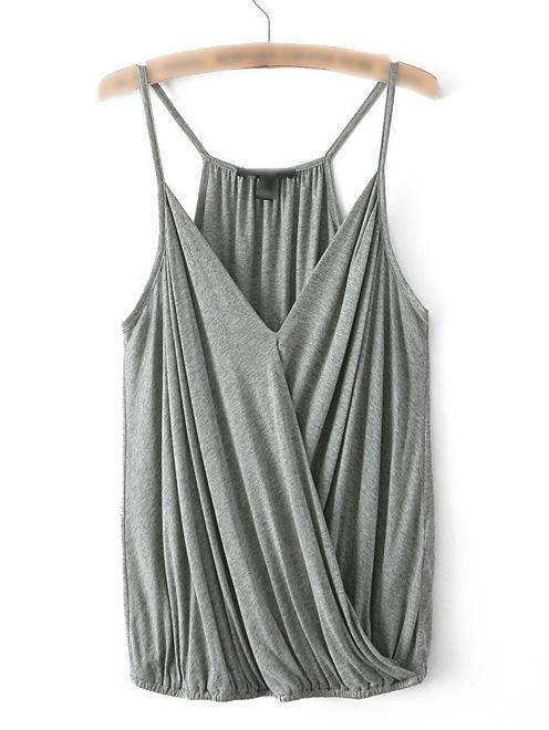 Shein Grey Spaghetti Strap V Neck Tank Top