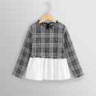 Shein Girls Zip Back Plaid Contrast Top