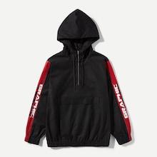 Shein Men Letter Sleeve Zipper Front Hoodie Jacket