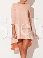 Shein Pink Uneven Round Neck Design Asymetric High Low Dress